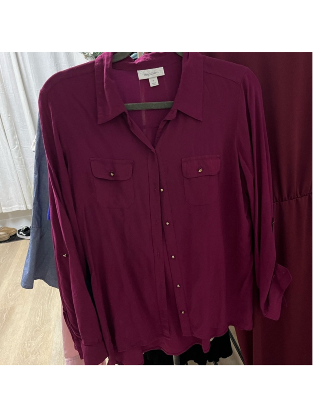 Dressbarn Rich Purple Button-Down Shirt